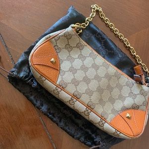 GUCCI Auth Monogram Horsebit Nail Chain Pochette